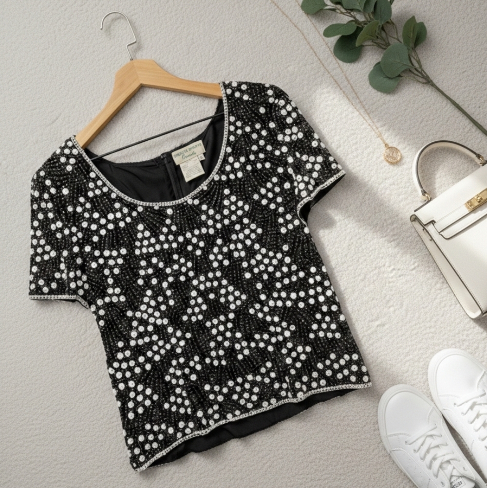 Adrianna Papell Vintage Beaded Top
